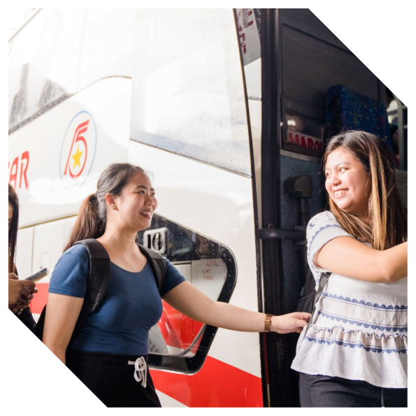 Passengers boarding a bus